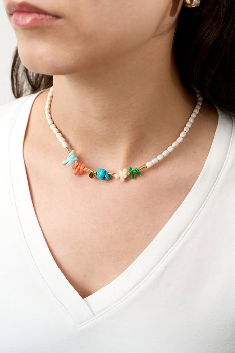 Heliophilia Silver Collar de Metal Multicolor con Diseño de Cuentas
